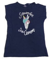 Tmavomodré tričko so zmrzlinou a nápismi Yigga