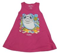 Fuchsiové šaty s delfínom