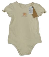 Nové - Béžové žebrované body s květem Kiabi 