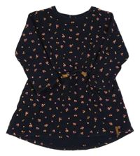 Tmavomodré kvetované teplákové šaty Topolino