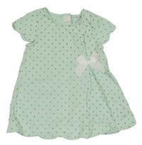 Mintovo-zlaté bodkovaná é šaty s mašlou