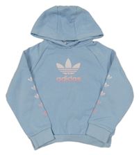 Světlemodrá mikina s logem a kapucí Adidas