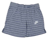Šedomodro-modré pruhované teplákové kraťasy s logem Nike