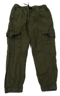 Khaki plátěné cargo cuff kalhoty Next