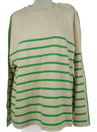 Nové - Dámska béžovo-zelená pruhovaná mikina Next