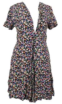 Dámské černo-barevné kytičkované košilové šaty New Look 