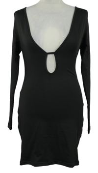 Dámske čierne elastické šaty s prestrihom Shein