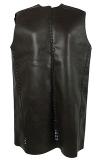 Dámská hnědá koženková maxi vesta H&M