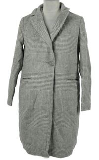 Dámský šedý kostkovaný vlněný kabát New Look 