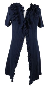 Dámsky tmavomodrý svetrový cardigán s volánikmi M&S