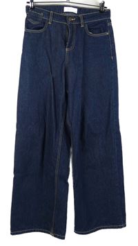 Dámské tmavomodré široké rifle Reserved 