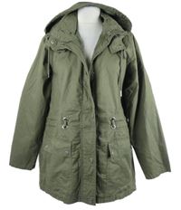 Dámská khaki plátěná jarní parka s kapucí Sure 