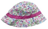 Bielo-ružový kvetovaný klobúk Pusblu
