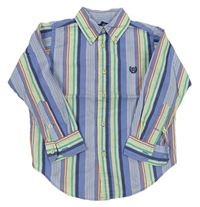 Modro-barevná pruhovaná košile s výšivkou 