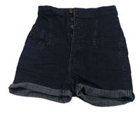 Tmavomodré riflové high waist kraťasy New Look