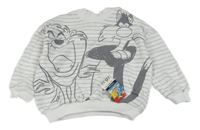 Nové- Bílo-šedá pruhovaná mikina s Looney tunes George