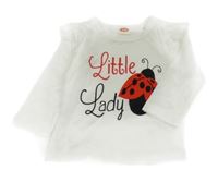 Biele tričko s nápisom a lienkou