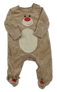 Béžový zamatový overal so sobom tu