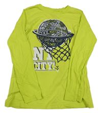 Neónově žlté tričko s loptou a nápisom Chapter young