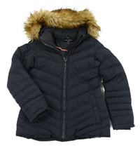 Černá šusťáková zimní prošívaná bunda s kapucí Cars jeans