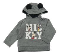 Sivá mikina s Mickey Mousem a kapucňou Disney