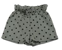 Čierno-biele bodkovaná é plátenné kraťasy George