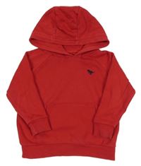 Červená mikina s výšivkou a kapucňou Next