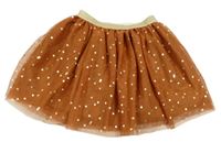 Hrdzavá bodkovaná á tylová sukňa H&M