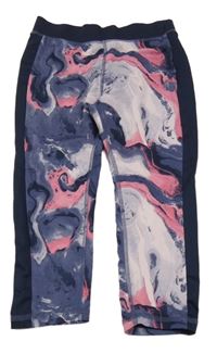 Tmavomodro-fialovo-ružové športové capri legíny