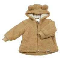 Béžová huňatá zateplená bunda s kapucí F&F