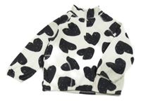 Bielo-čierna fleecová mikina so srdiečkami M&S