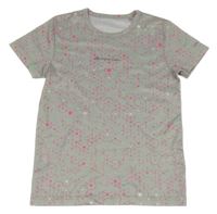 Šedo-růžovo-zelené vzorované sportovní funkční tričko Alpine PRO