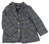 Tmavomodro-béžové kockované sako