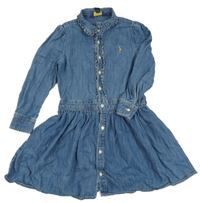 Modré riflové propínací košilové šaty Ralph Lauren