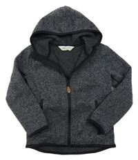 Černo-šedá pletená propínací mikina s kapucí H&M