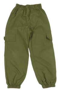 Khaki cargo cuff ľahké nohavice