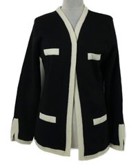 Dámský černo-béžový svetrový vlněný cardigán 