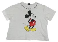 Biele crop tričko s Mickeym Disney