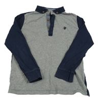 Tmavomodro-sivé polo tričko s výšivkou zn. Next