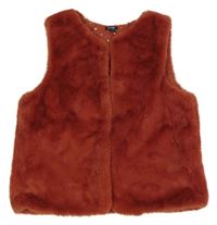 Tehlová kožušinová podšitá vesta Kiabi