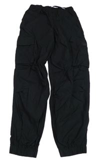 Černé plátěné cuff cargo kalhoty s kapsami C&A