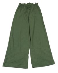 Khaki rebrované culottes nohavice C&A