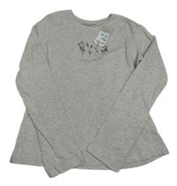 Nové - Šedé triko s kytičkami Primark