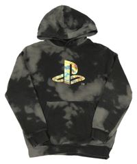 Černo-šedá vzoroaná mikina s logem - PlayStation