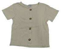 Béžové rebrované crop tričko s gombíky Page one young