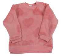 Ružová chlpatá mikina so srdiečkami H&M