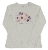 Biele tričko s dúhou a kvietkami