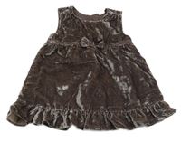 Kávové lesklé zamatové šaty s mašlou H&M