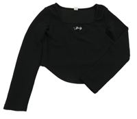 Čierne mačkané crop tričko s broží Shein