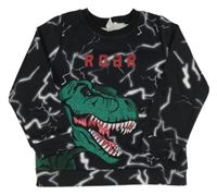 Čierna vzorovaná mikina s dinosaurom Shein